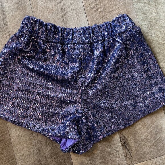 Oseree Purple Sequin Shorts Size LG NWT - Picture 2 of 10